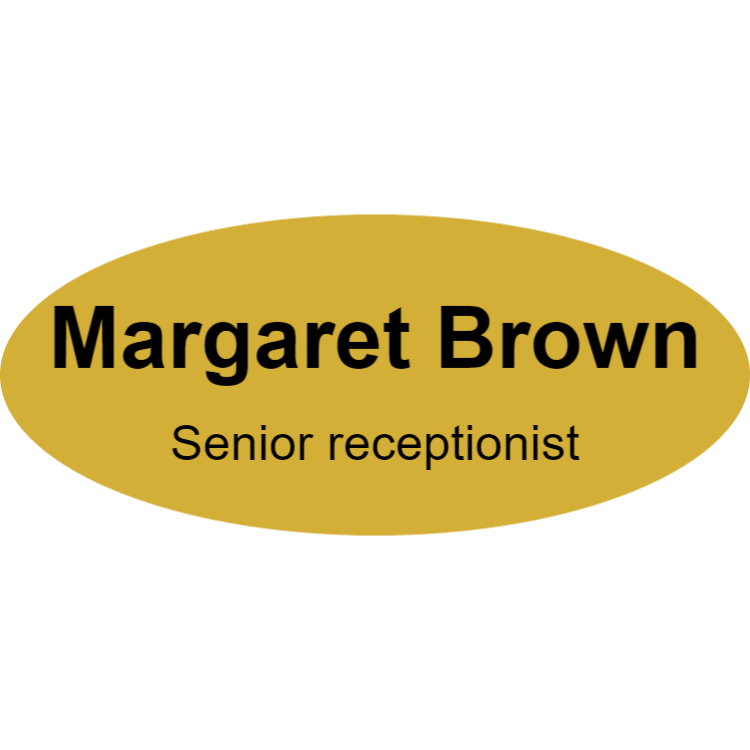 Senior receptionist name tag