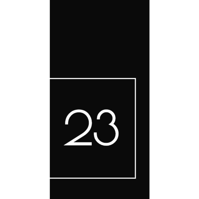 Black and white rectangular door number