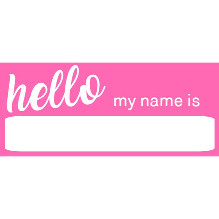 Pink name badge