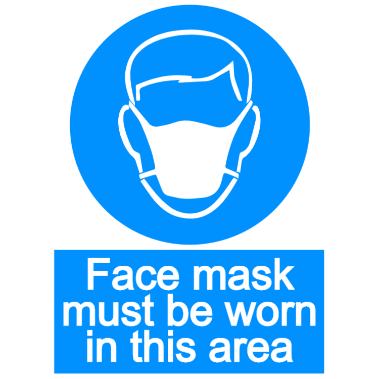 Be face. Маркировка маски синяя. Protective uniform must be worn sign.