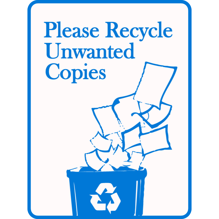 Bitte recyceln unerwünschte Kopien Zeichen