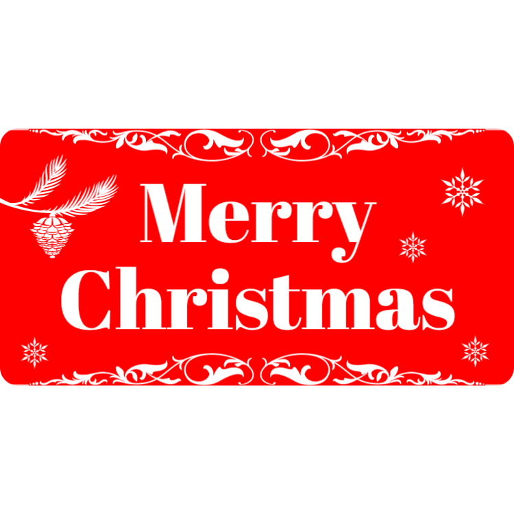 Merry Christmas - rote Kunststoff-Landschaft Zeichen