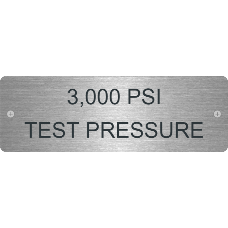 Test pressure - stainless steel tag