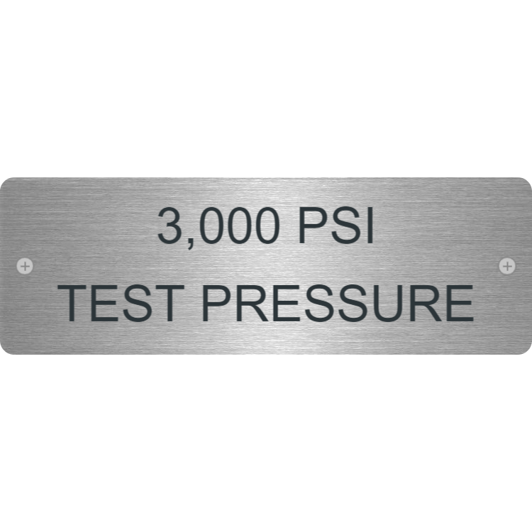 Test pressure - stainless steel tag