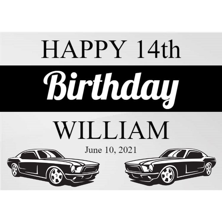 Acrylic Birthday sign with cars