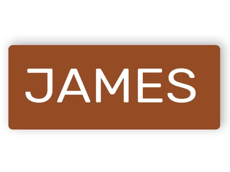 Laser engraved brown plastic name badge