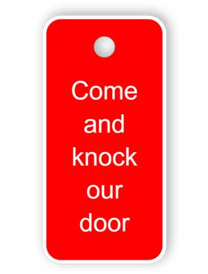 Door key tag - come and knock our door