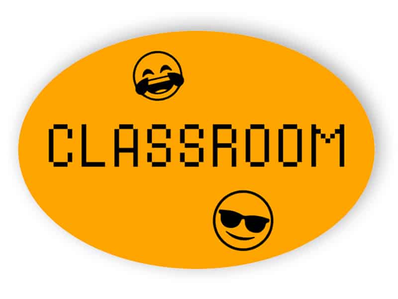 Orange classroom sign