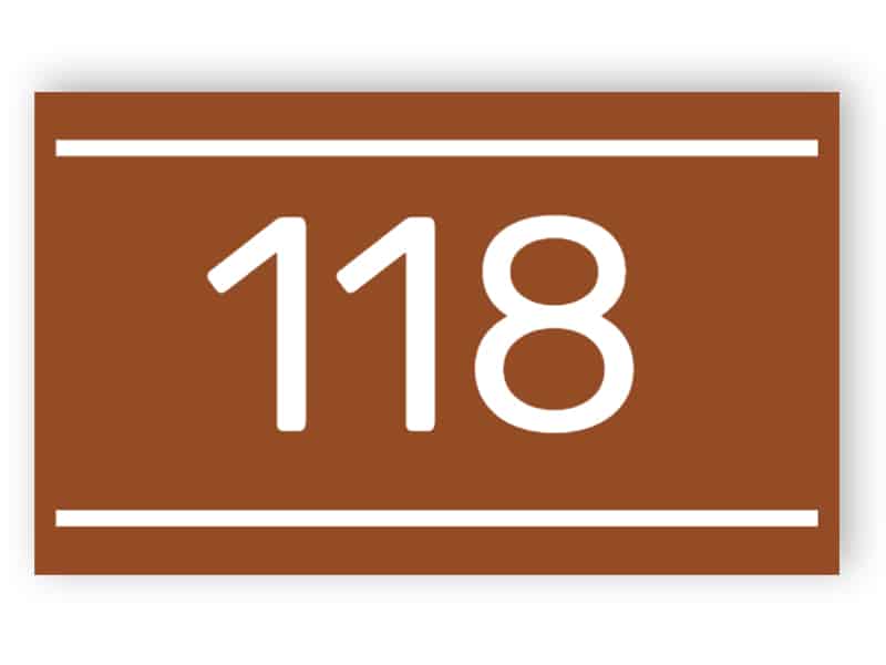 Door number - rectangular, brown with lines