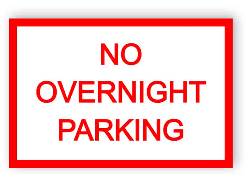 No overnight parking