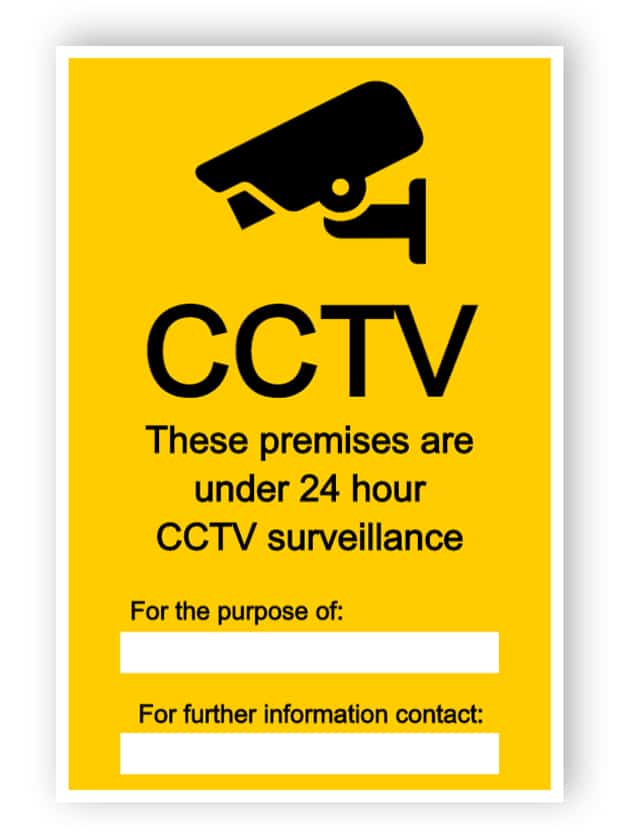 CCTV sign with two empty text boxes