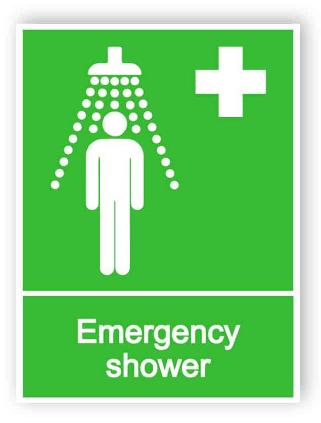 Emergency shower sign