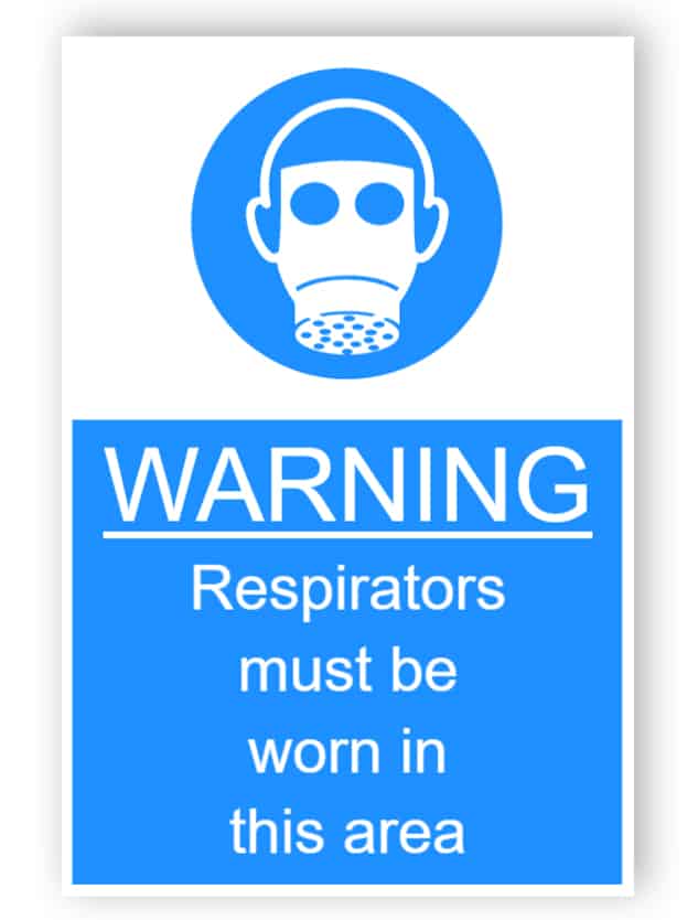 Warning - Respirators must be worn in this area - sticker