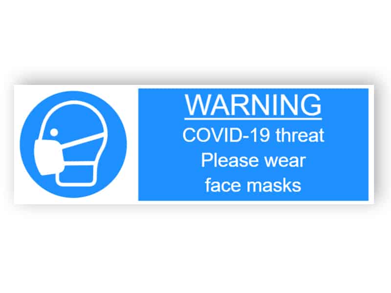 Warning - wear face masks - landscape sticker