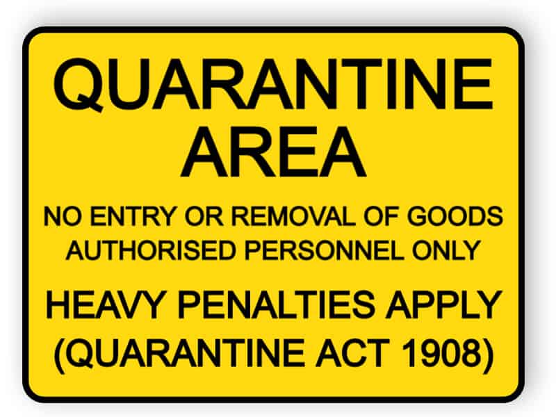 Quarantine area - authorised personnel only - sticker