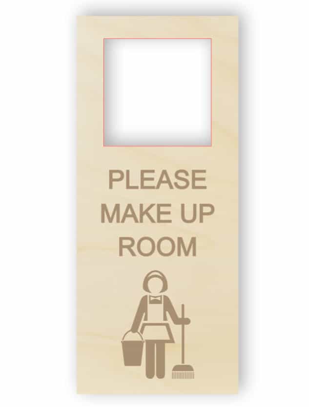 Make up the room - wooden door hanger