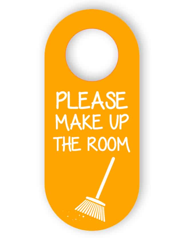 Make up the room - orange door hanger