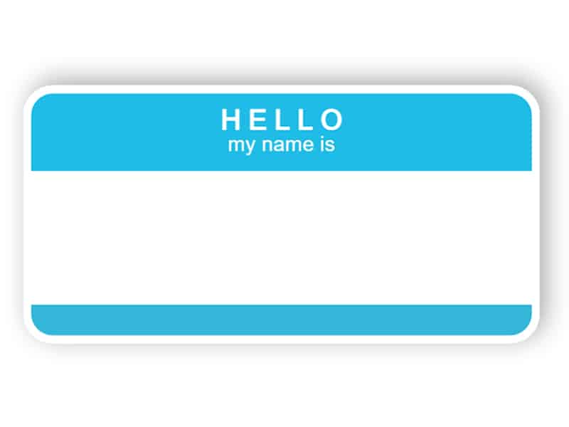 Hello my name is - light blue name tag