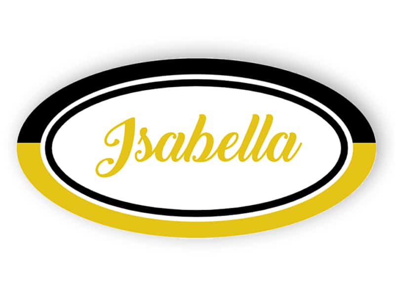 Black and gold name tag