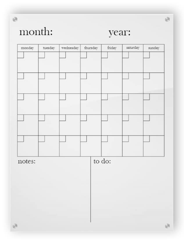 Vertical Acrylic Calendar