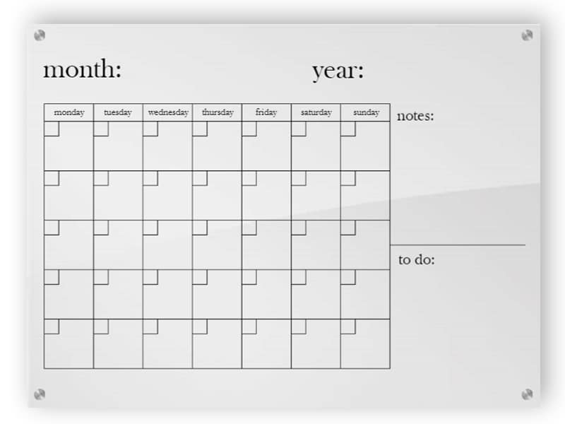 Horizontal Acrylic Calendar