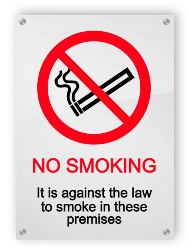 No smoking - acrylic sign