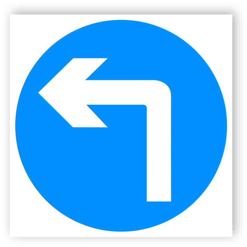 Vehicular traffic must turn ahead sign