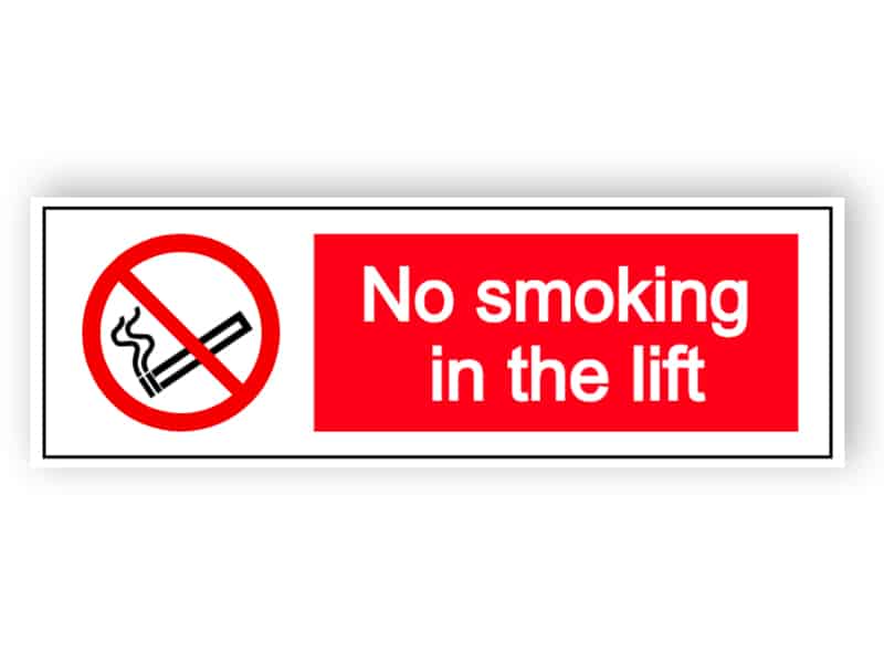 No smoking in the lift sign