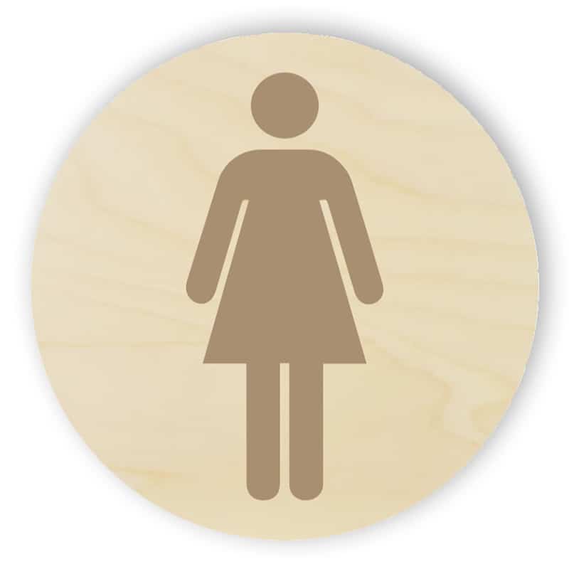 Wooden toilet sign - women