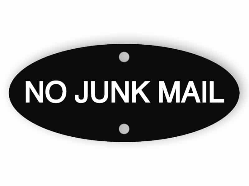 Black no junk mail sign