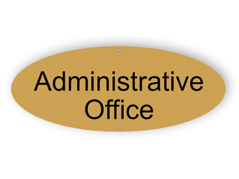 Matte gold administrative office sign