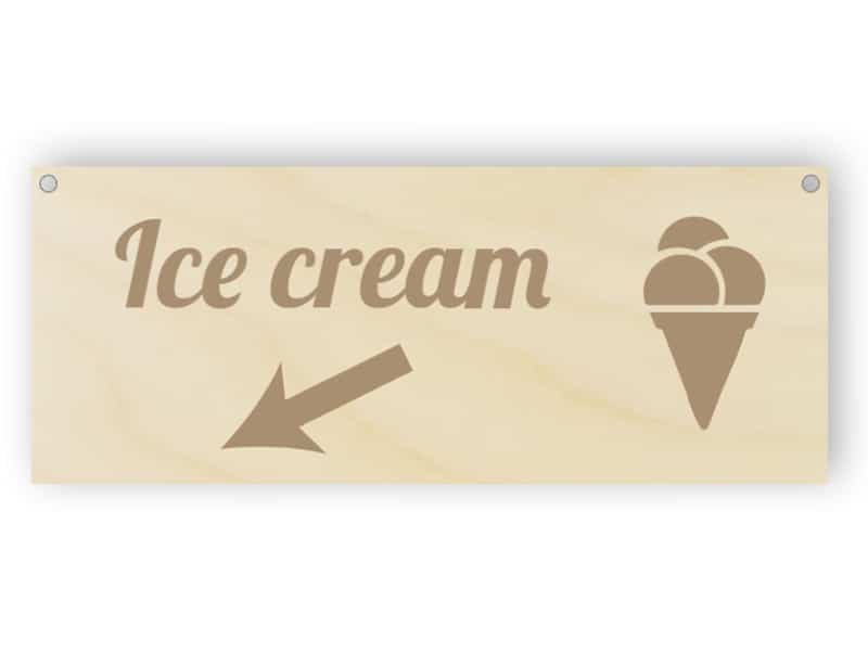 Wooden ice cream category sign