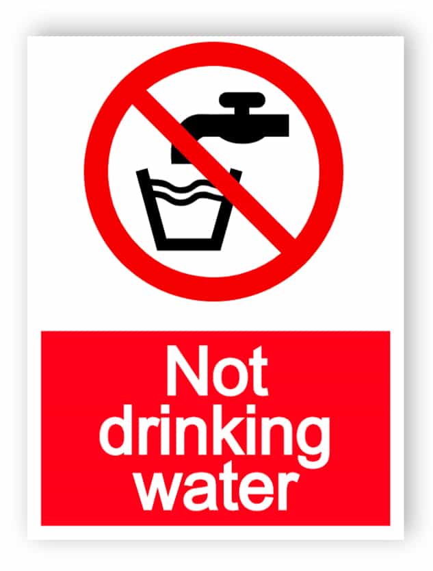 Not drinking water sign