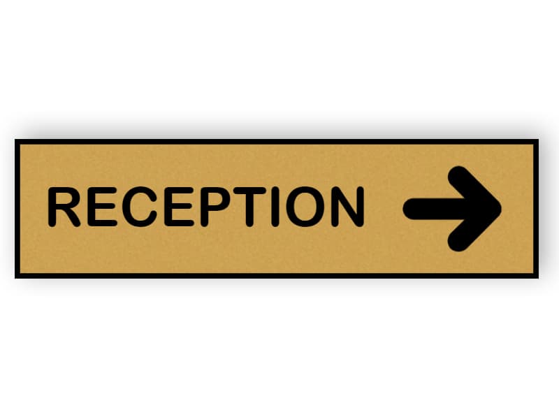 Reception sign with arrow