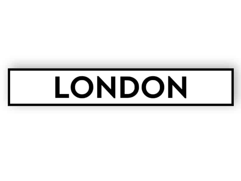 London - white sign