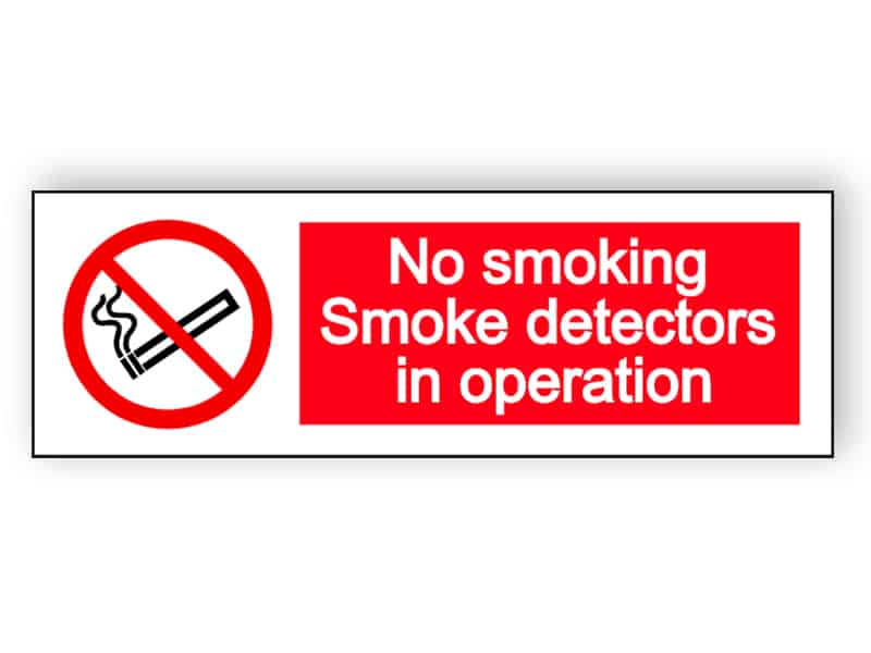 No smoking - smoke detectors in operation - landscape sign