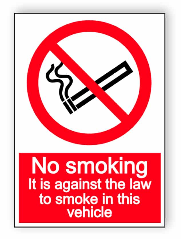 No smoking in vehicle - portrait sign
