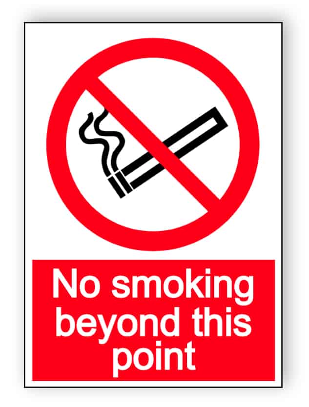 No smoking - beyond this point - portrait sign