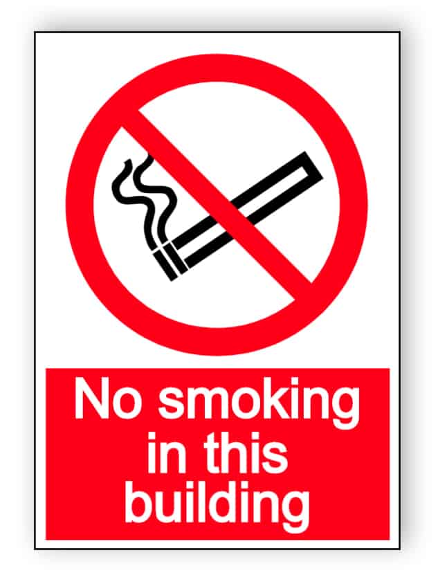 No smoking in this building - portrait sign