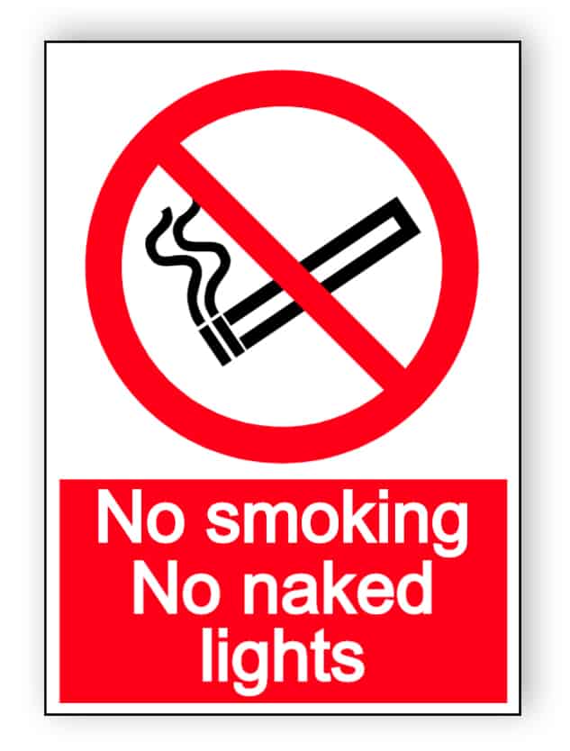 No smoking, no naked lights - portrait sign