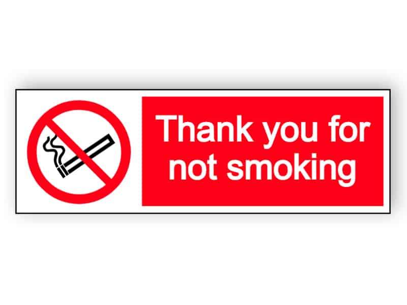 Thank you for not smoking - landscape sign
