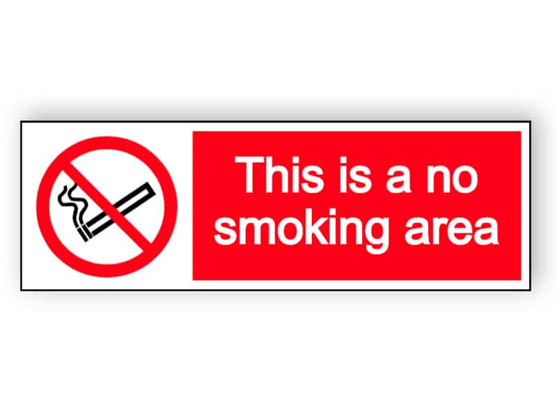 This is a no smoking area - landscape sign