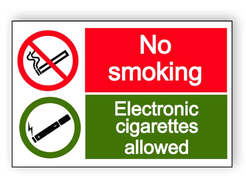 No smoking - e-cigarettes allowed - landscape sign