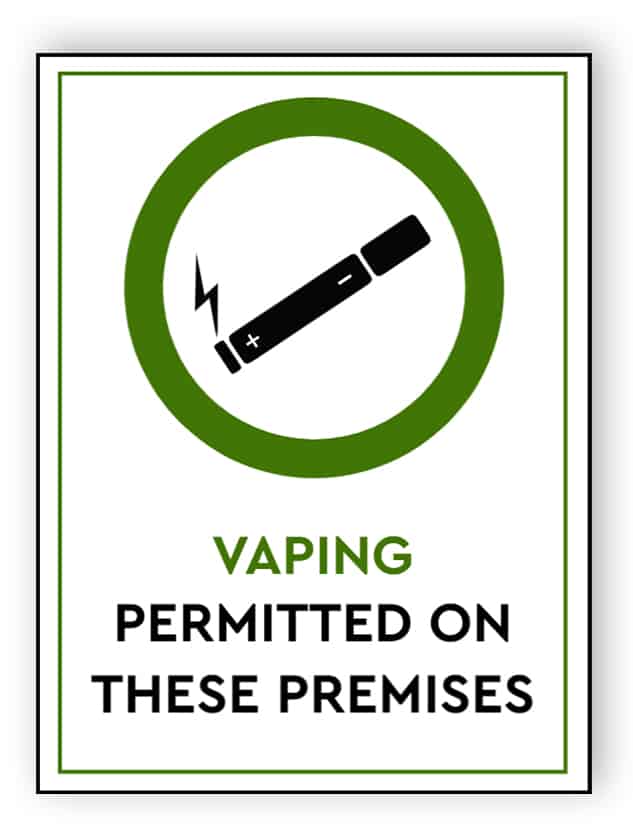 Vaping permitted on these premises - portrait sign
