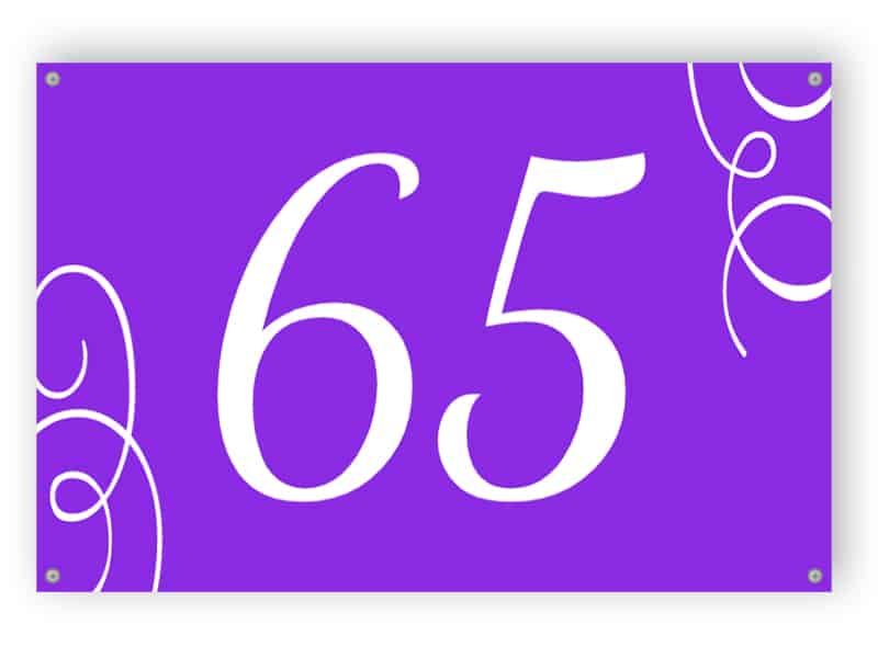 Purple house number sign