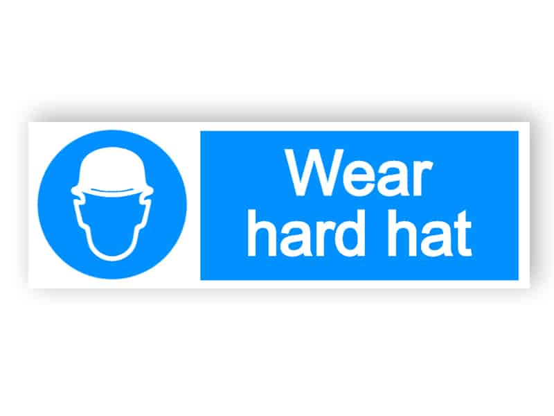 Wear hard hat - landscape sign