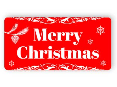 Merry Christmas - red plastic landscape sign