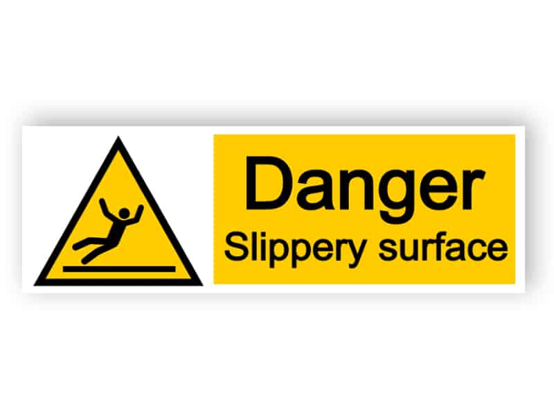 Danger slippery surface - landscape sign