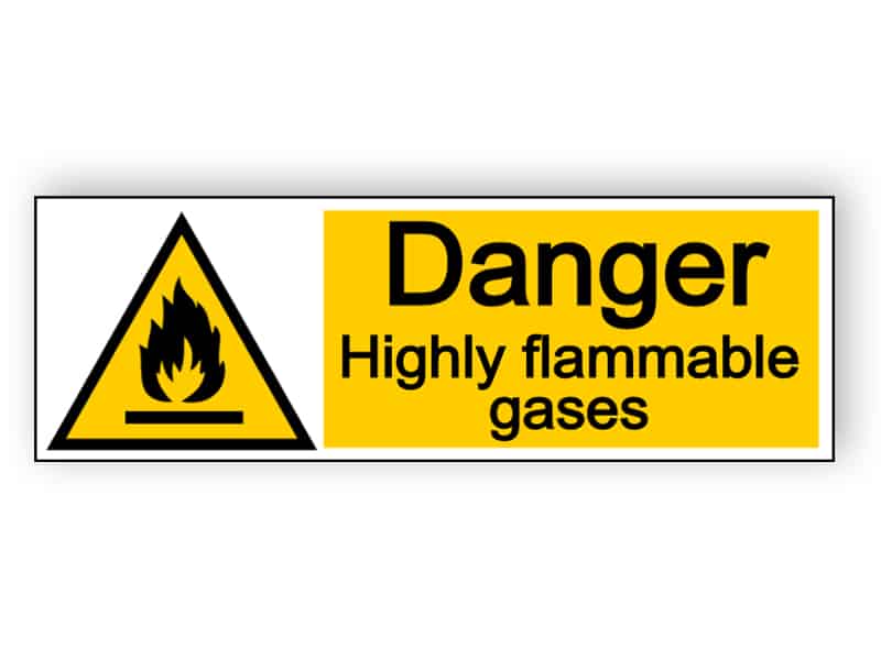 Danger highly flammable gases - landscape sign
