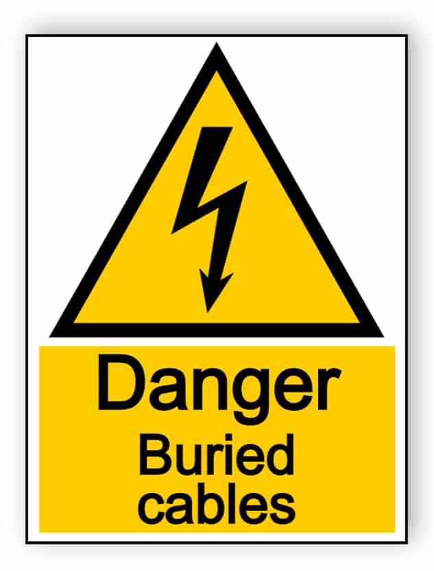 Danger buried cables - portrait sign